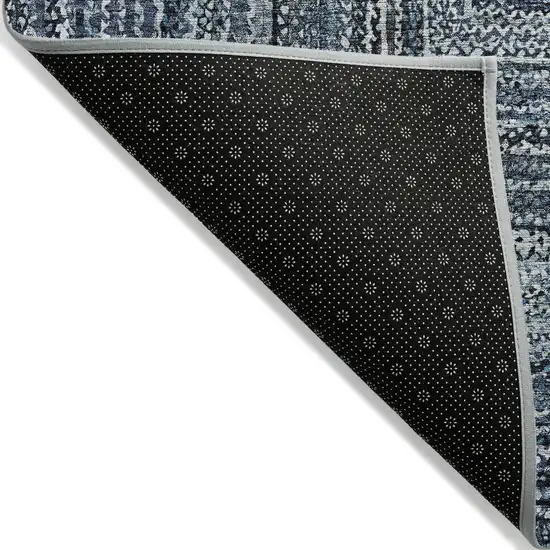 Blue Navy Blue And Ivory Geometric Washable Indoor Outdoor Area Rug Photo 8