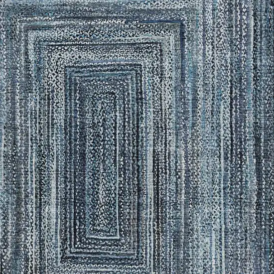 Blue Navy Blue And Ivory Geometric Washable Indoor Outdoor Area Rug Photo 6