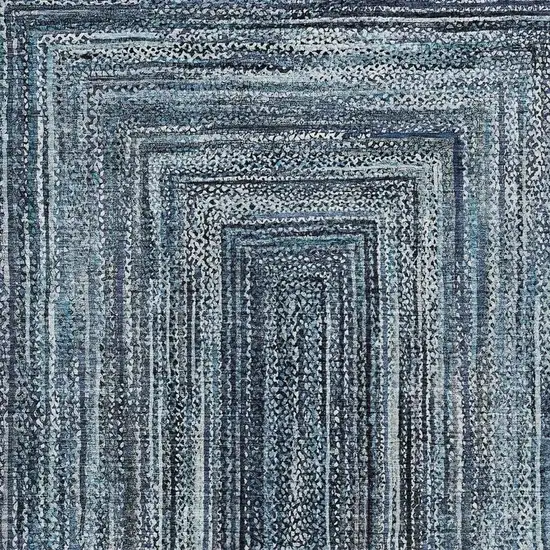 Blue Navy Blue And Ivory Geometric Washable Indoor Outdoor Area Rug Photo 4