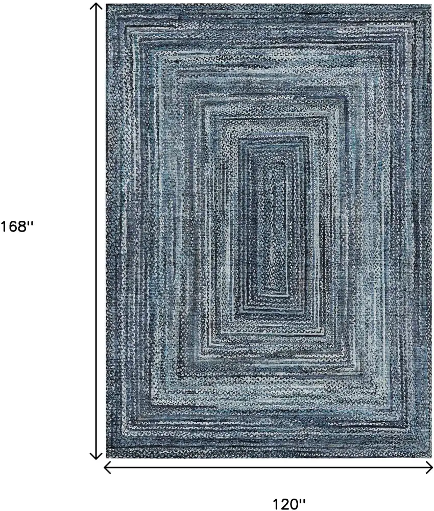 Blue Navy Blue And Ivory Geometric Washable Indoor Outdoor Area Rug Photo 8