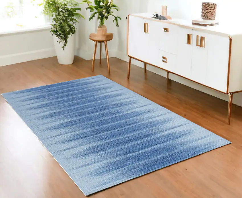 Blue Ombre Distressed Non Skid Area Rug Photo 1