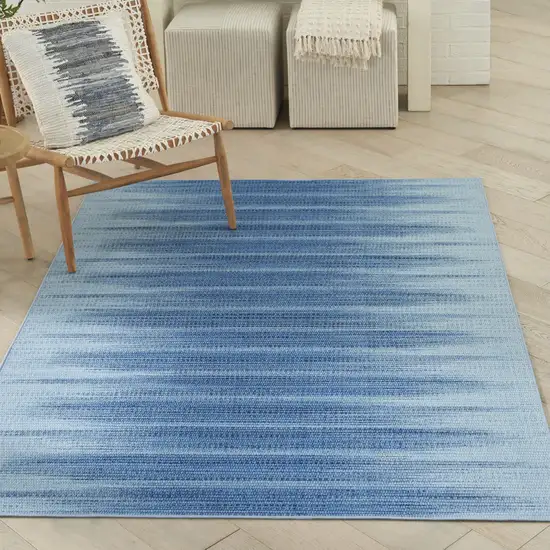 Blue Ombre Distressed Non Skid Area Rug Photo 5