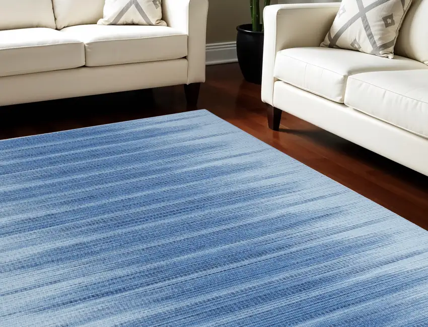 Blue Ombre Distressed Non Skid Area Rug Photo 1