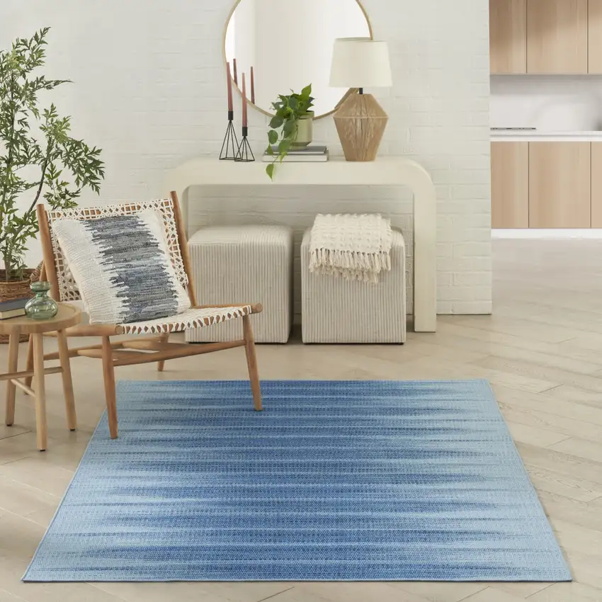 Blue Ombre Distressed Non Skid Area Rug Photo 6