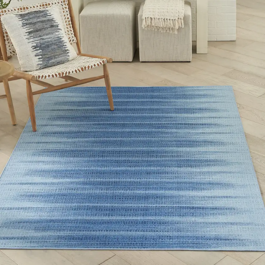 Blue Ombre Distressed Non Skid Area Rug Photo 5