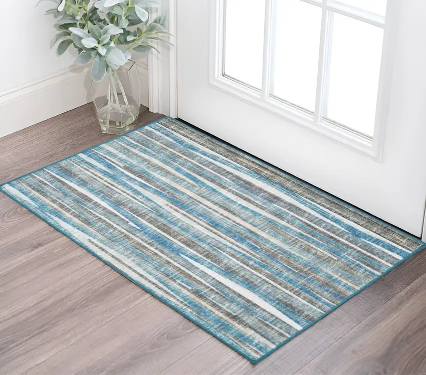 Blue Ombre Tufted Handmade Area Rug Photo 1