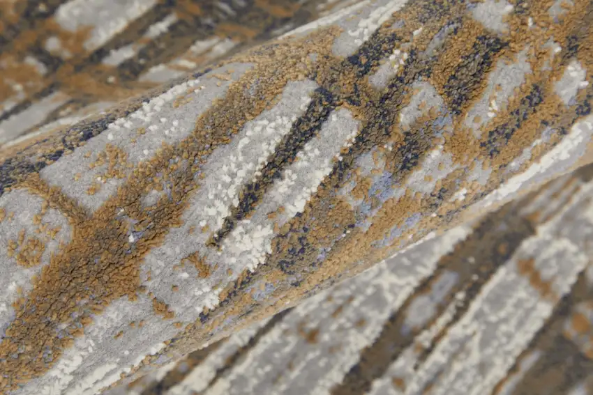 Blue Orange And Gray Abstract Power Loom Area Rug Photo 9