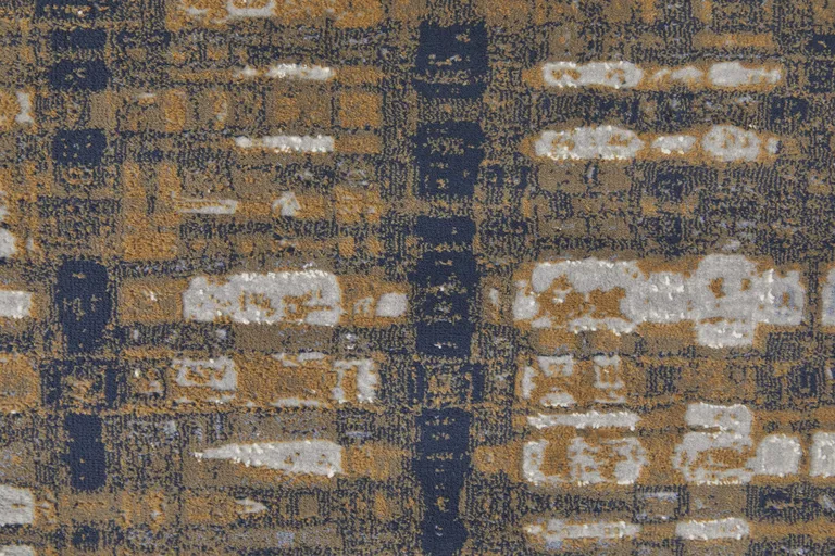 Blue Orange And Gray Abstract Power Loom Area Rug Photo 3