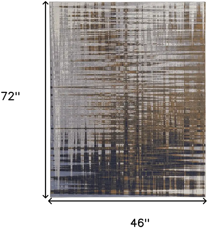 Blue Orange And Gray Abstract Power Loom Area Rug Photo 10