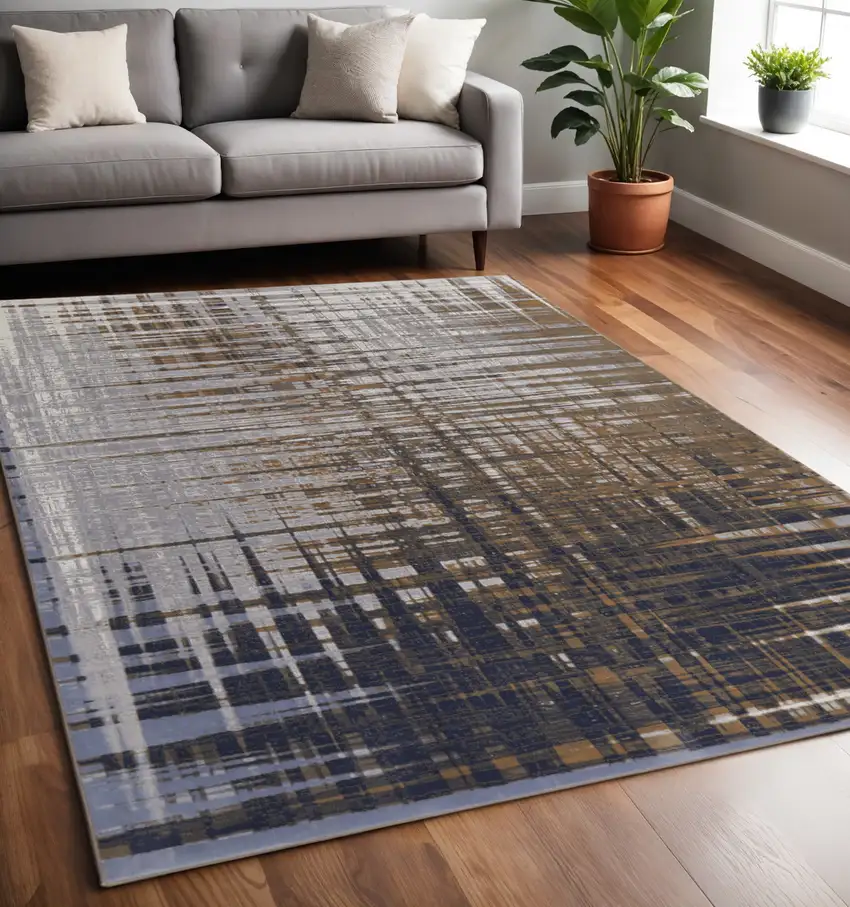 Blue and Gray Abstract Power Loom Area Rug Photo 1