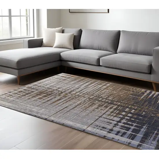 Blue Orange And Gray Abstract Area Rug Photo 1