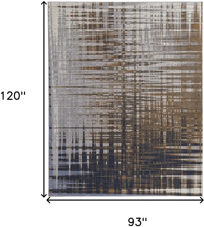 Blue Orange And Gray Abstract Area Rug Photo 3