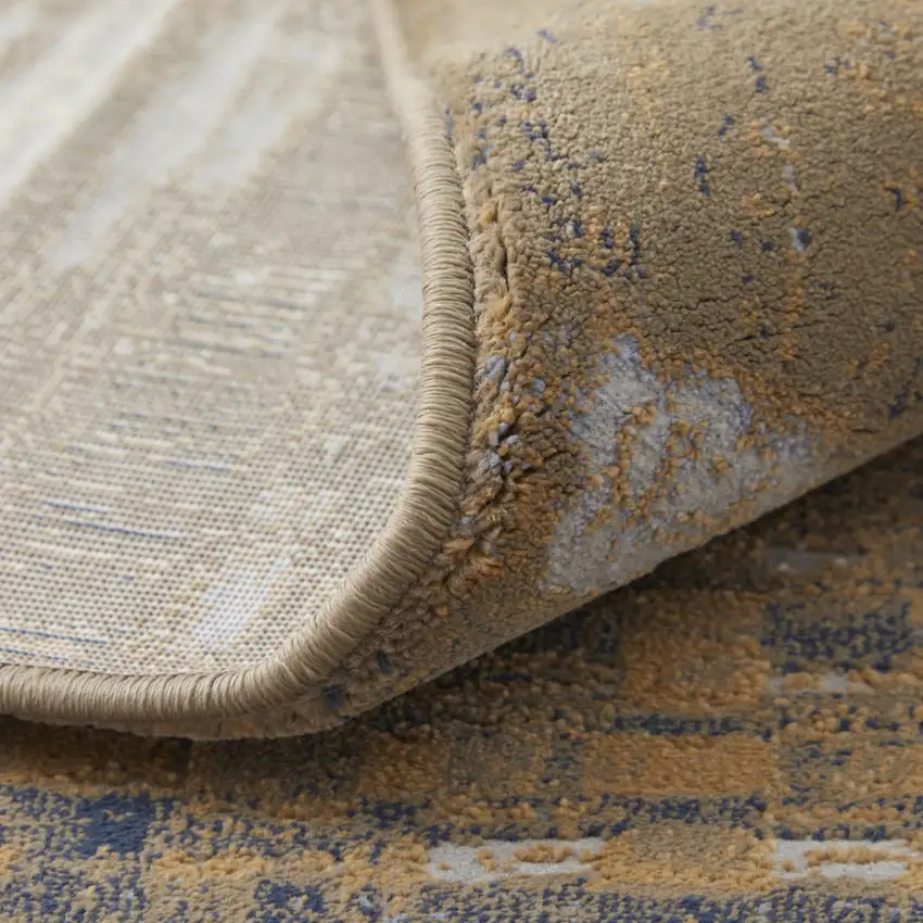 Blue Orange And Gray Abstract Area Rug Photo 8