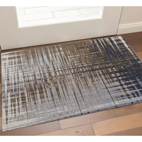 Blue Orange And Gray Abstract Area Rug Photo 1