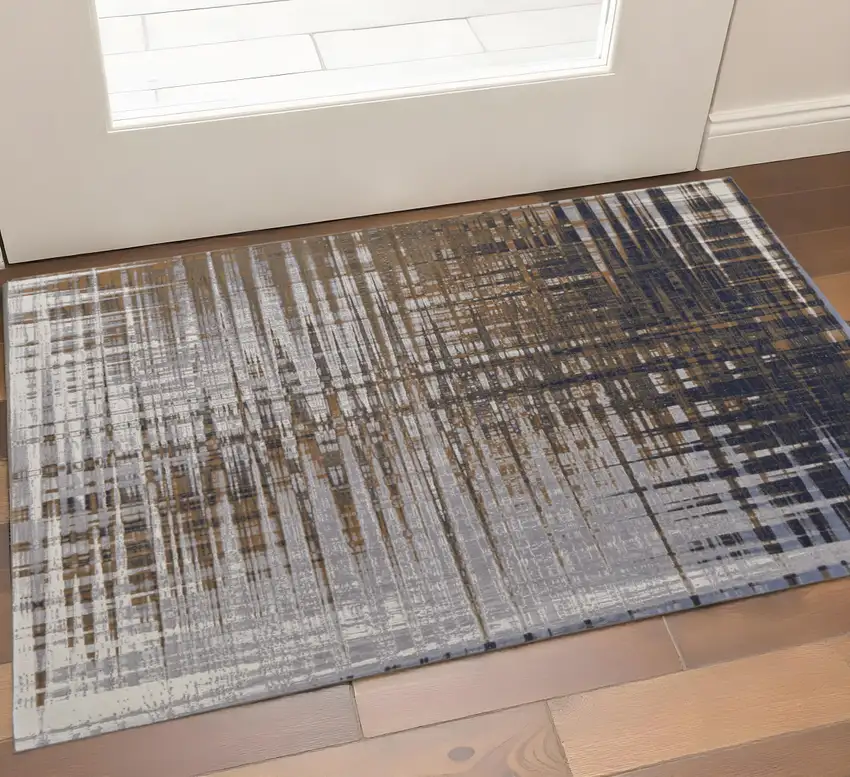 Blue Orange And Gray Abstract Area Rug Photo 1