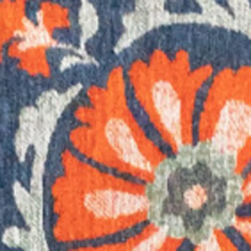 Blue Orange And Gray Tribal Washable Area Rug With UV Protection Photo 5