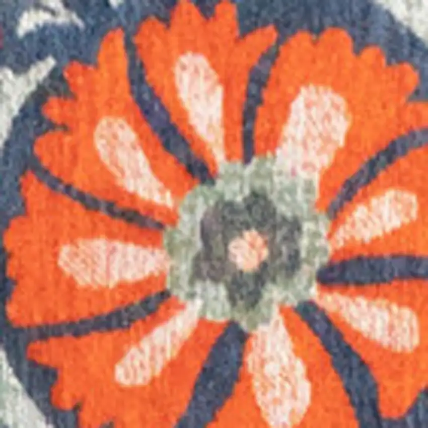 Blue Orange And Gray Tribal Washable Area Rug With UV Protection Photo 9