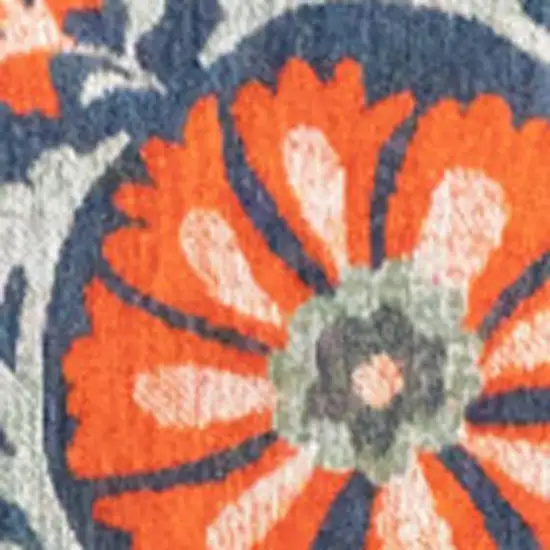 Blue Orange And Gray Tribal Washable Area Rug With UV Protection Photo 3