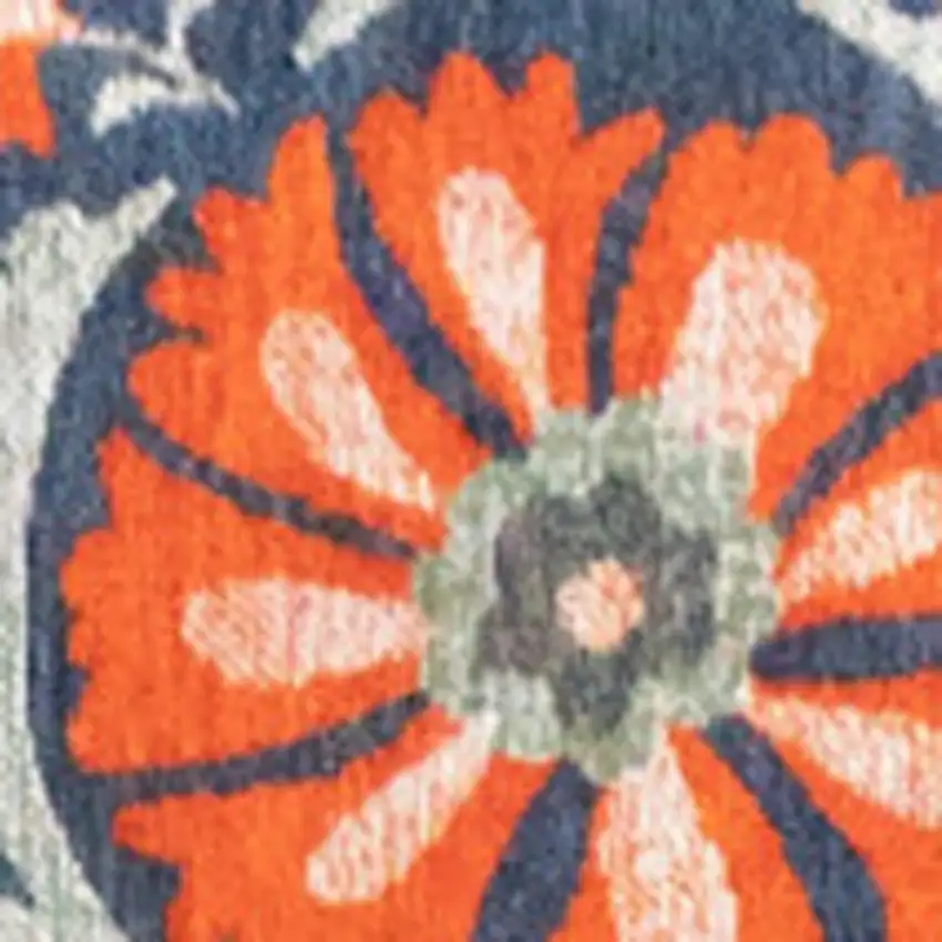 Blue Orange And Gray Tribal Washable Area Rug With UV Protection Photo 9