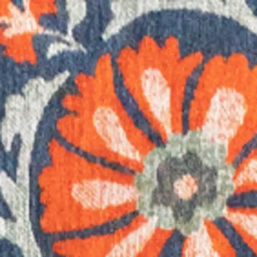 Blue Orange And Gray Tribal Washable Area Rug With UV Protection Photo 3