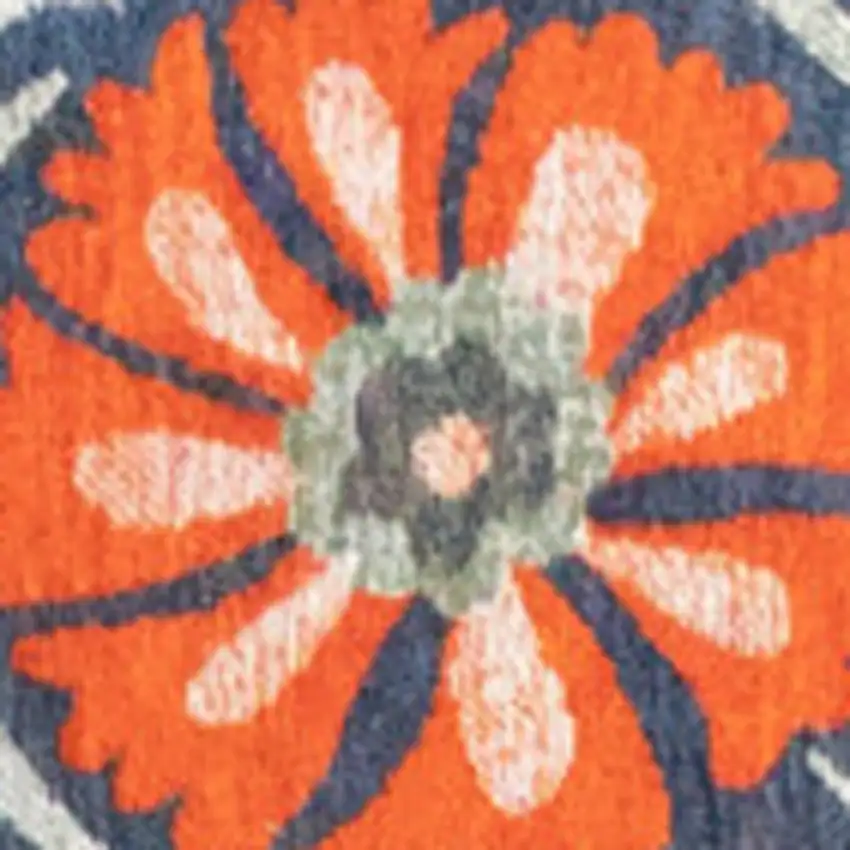 Blue Orange And Gray Tribal Washable Area Rug With UV Protection Photo 9