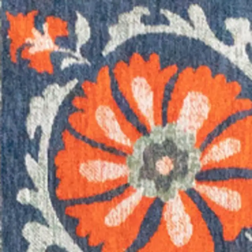 Blue Orange And Gray Tribal Washable Area Rug With UV Protection Photo 4