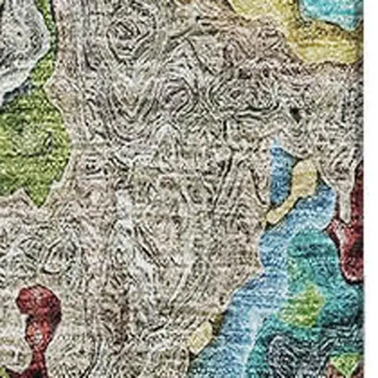 Blue Orange And Green Abstract Washable Area Rug With UV Protection Photo 3