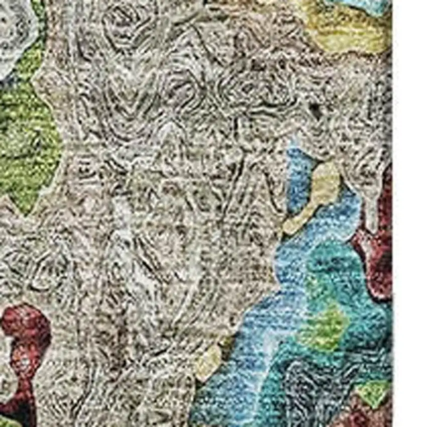 Blue Orange And Green Abstract Washable Area Rug With UV Protection Photo 3