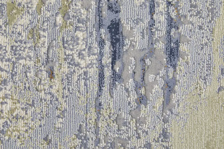 Blue Orange And Ivory Abstract Power Loom Area Rug Photo 8