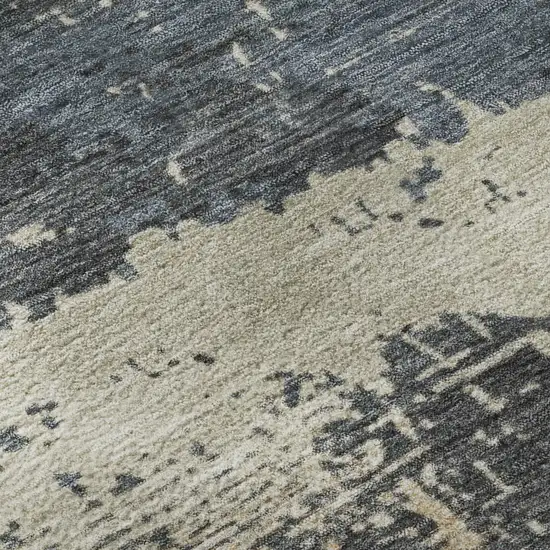 Blue Orange And Ivory Abstract Washable Area Rug With UV Protection Photo 9