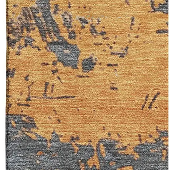 Blue Orange And Ivory Abstract Washable Area Rug With UV Protection Photo 2