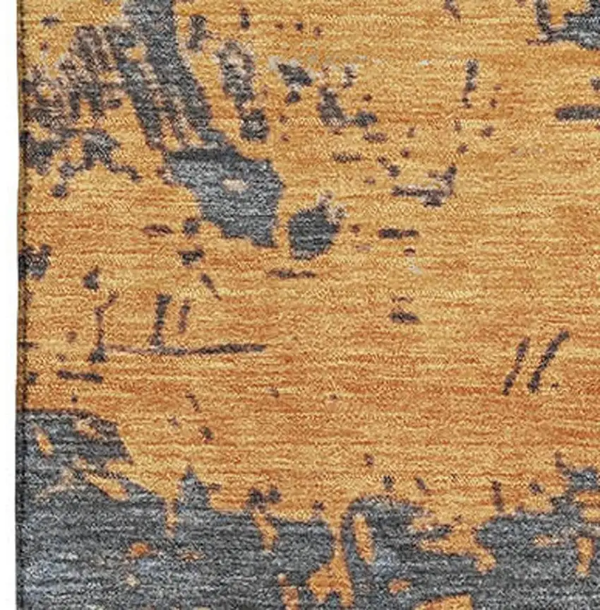 Blue Orange And Ivory Abstract Washable Area Rug With UV Protection Photo 2