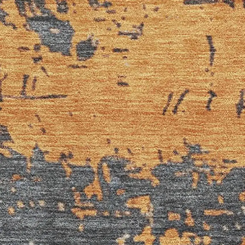 Blue Orange And Ivory Abstract Washable Area Rug With UV Protection Photo 2