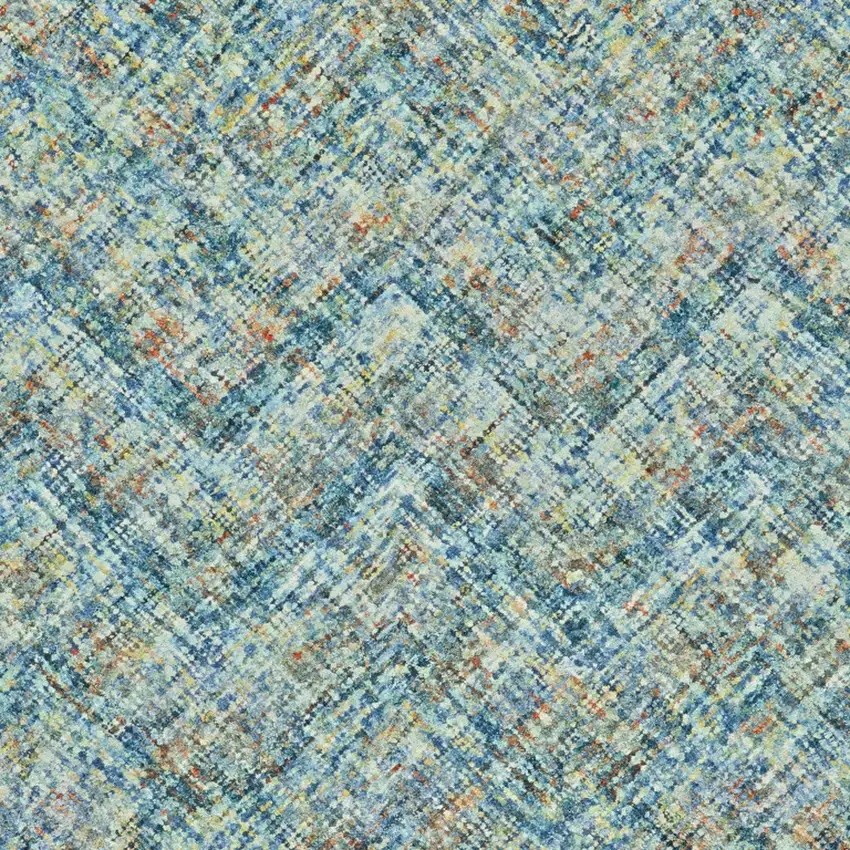 Blue Orange And Ivory Plaid Tufted Handmade Area Rug Photo 3