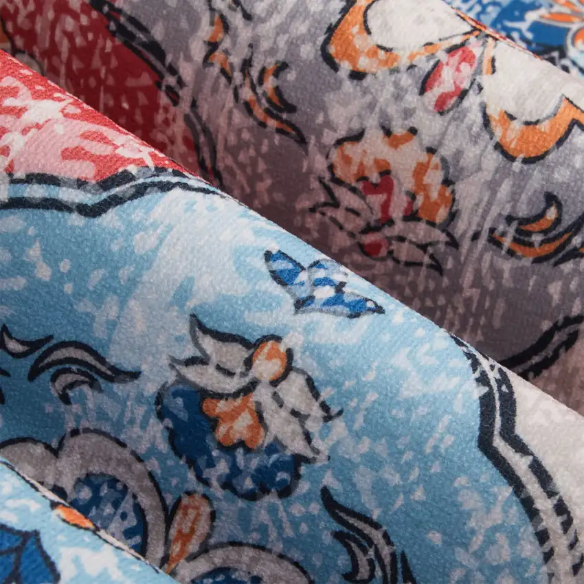 Blue Orange And Pink Patchwork Distressed Washable Area Rug Photo 9