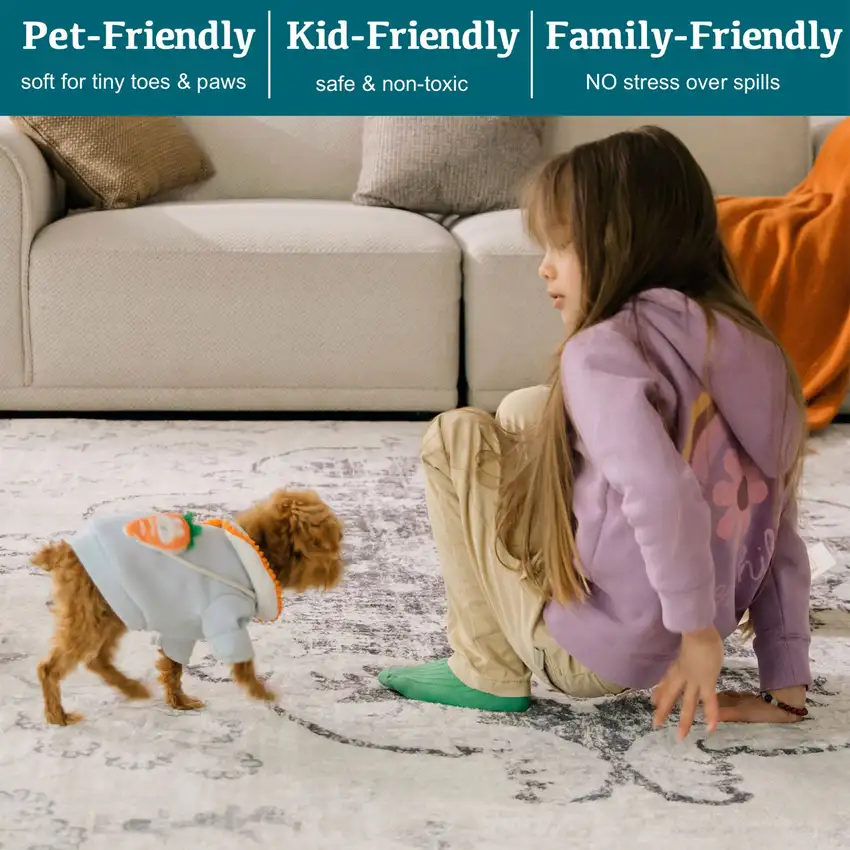 Blue Orange And Pink Patchwork Distressed Washable Area Rug Photo 4