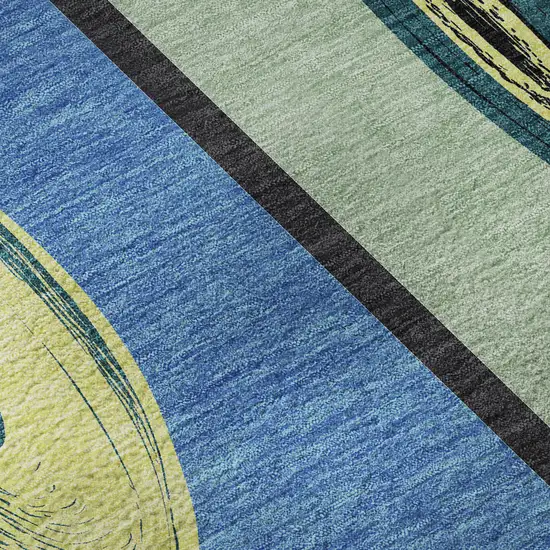 Blue Orange And Red Geometric Washable Area Rug With UV Protection Photo 9