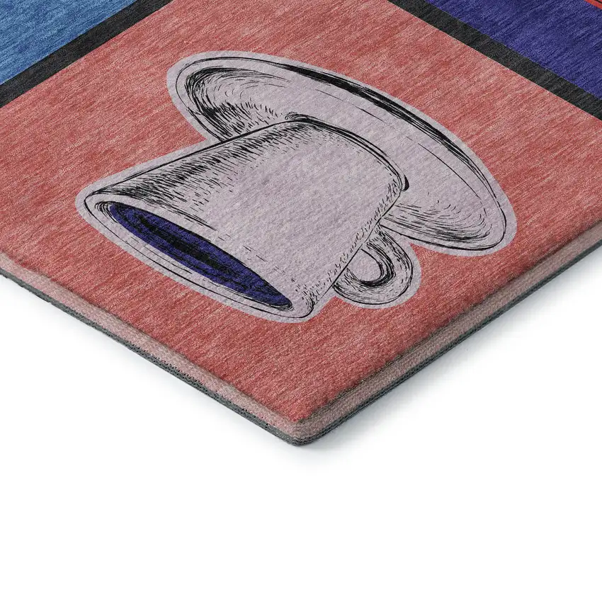 Blue Orange And Red Geometric Washable Area Rug With UV Protection Photo 8