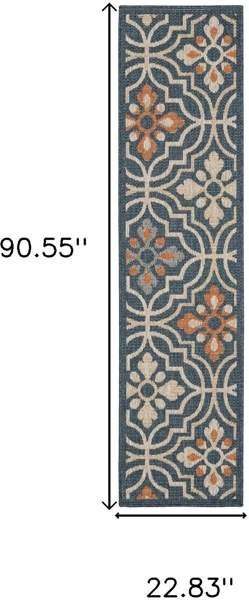 8' Blue And Orange Moroccan Indoor Outdoor Area Rug Photo 3