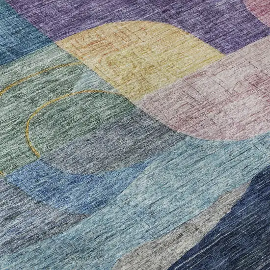 Blue Orange Pink And Purple Abstract Geometric Washable Area Rug With UV Protection Photo 8