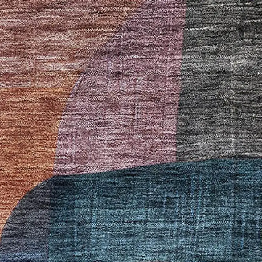 Blue Orange Pink And Purple Abstract Geometric Washable Area Rug With UV Protection Photo 2