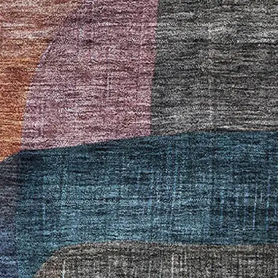 Blue Orange Pink And Purple Abstract Geometric Washable Area Rug With UV Protection Photo 2