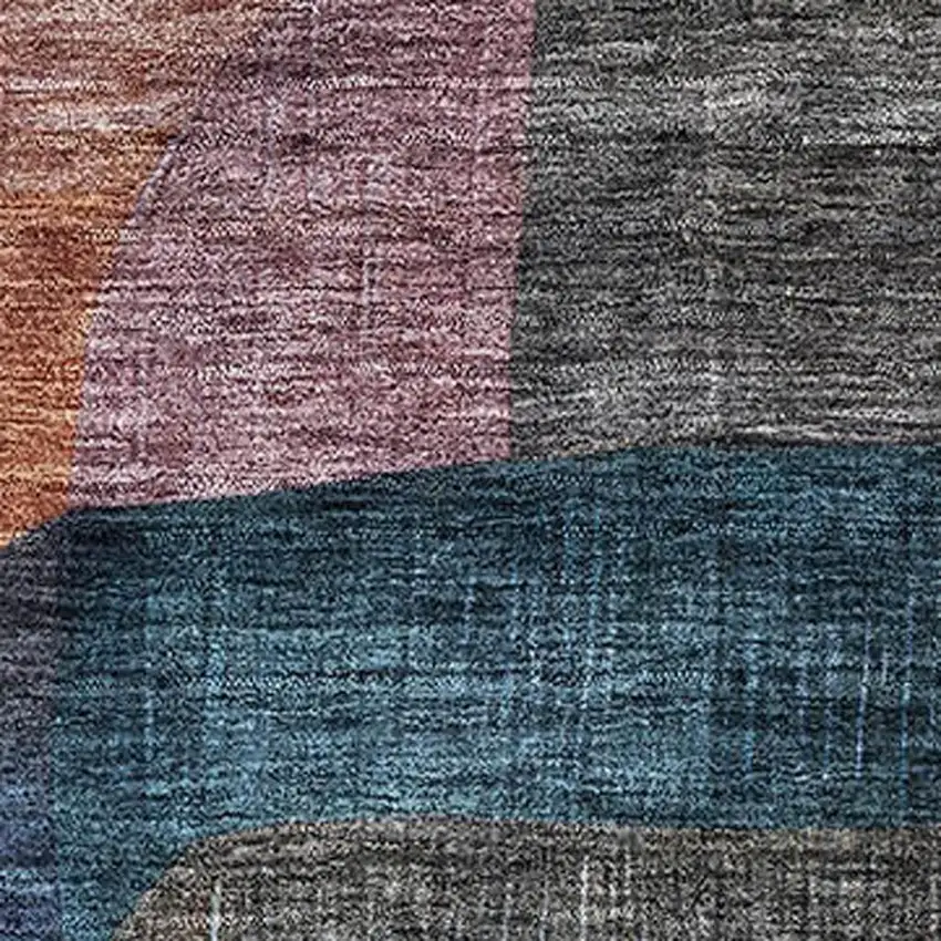 Blue Orange Pink And Purple Abstract Geometric Washable Area Rug With UV Protection Photo 2