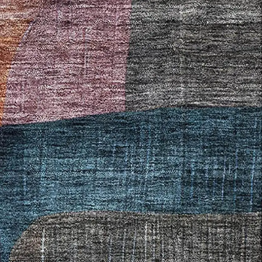 Blue Orange Pink And Purple Abstract Geometric Washable Area Rug With UV Protection Photo 2