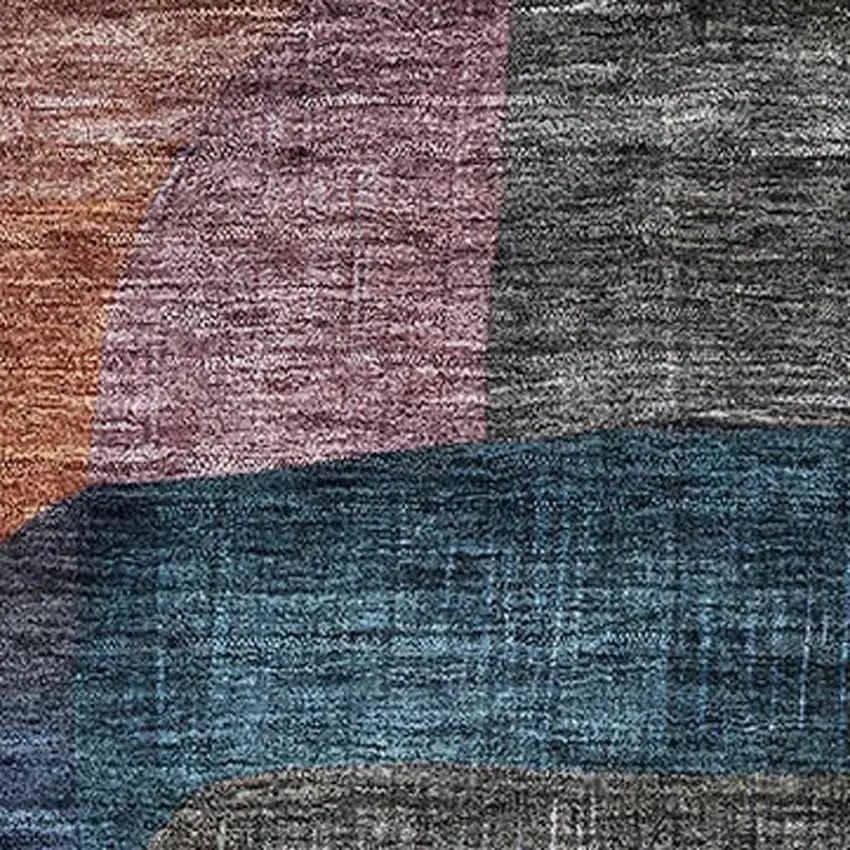 Blue Orange Pink And Purple Abstract Geometric Washable Area Rug With UV Protection Photo 2