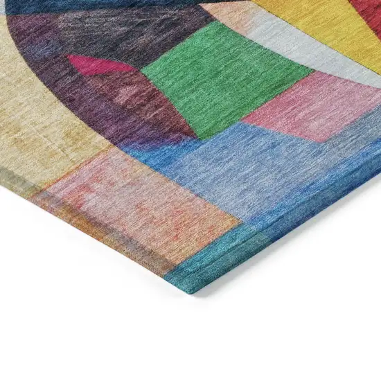Blue Orange Pink And Yellow Abstract Washable Indoor Outdoor Area Rug Photo 6