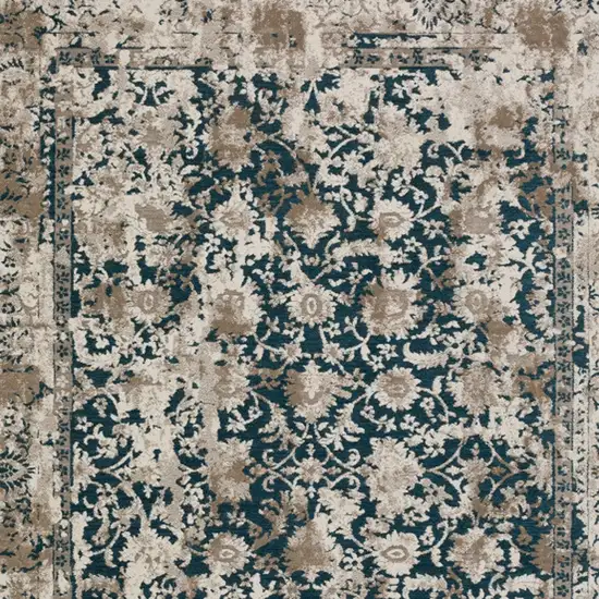 Blue Oriental Area Rug With Fringe Photo 5