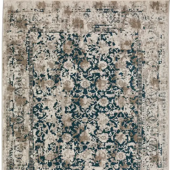 Blue Oriental Area Rug With Fringe Photo 2