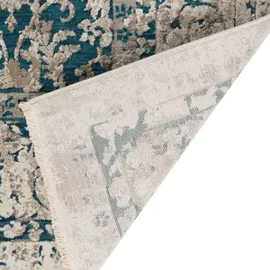 Photo of Blue Oriental Area Rug With Fringe