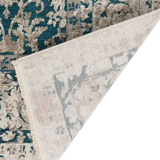 Blue Oriental Area Rug With Fringe Photo 1